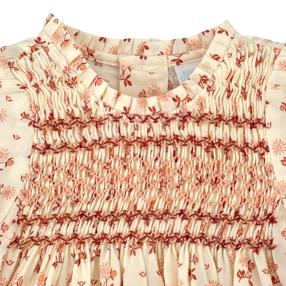 Edgehill Collection Kristin Ellen Hockman Smocked Floral Bubble Romper Sz 12M